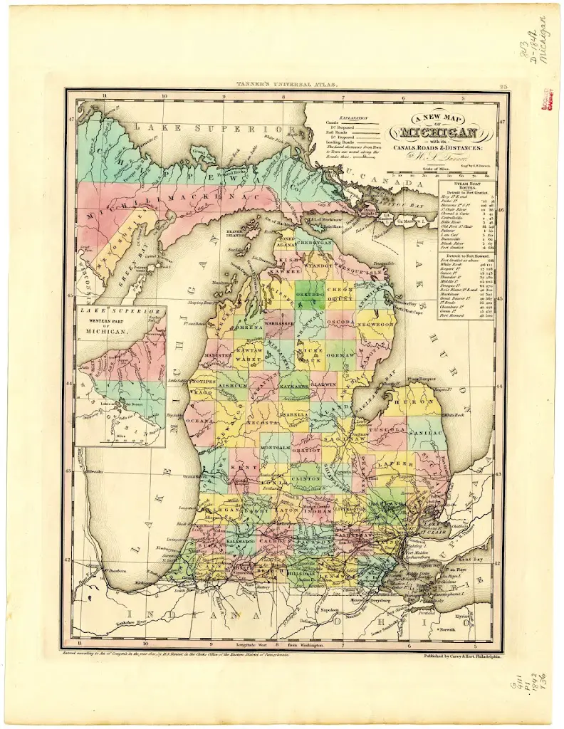 When Michigan Was Still A Wilderness – 1841 Michigan Map