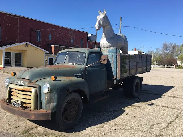 1950 Gmc 350 Dump Truck With A Strange Silver Horse In Unionville Michigan