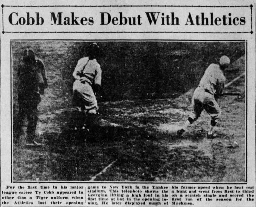 Ty Cobb Plays With Athletics Against Detroit In 1927 - Detroit Free Press