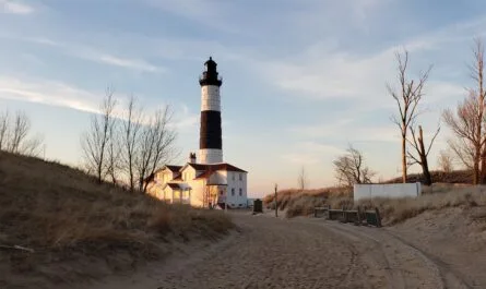 Couple Enjoying A Beautiful Sunset At One Of The Romantic Places In Michigan