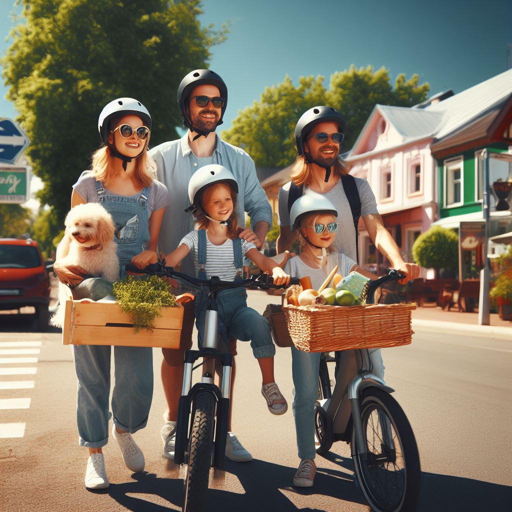 family with ebikes