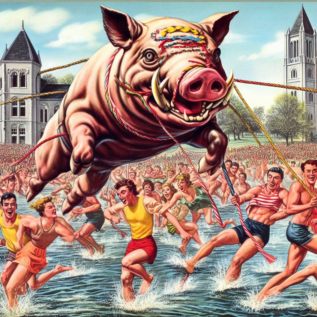 Ohio State Students Chase Down Oiled Pigs