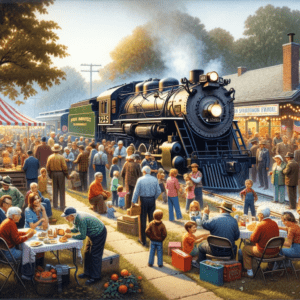 Dall·e 2023 12 30 05.35.12 An Illustration Depicting A Community Gathering Around The 1225 Pere Marquette For A Special Event. The Scene Includes A Diverse Group Of People From