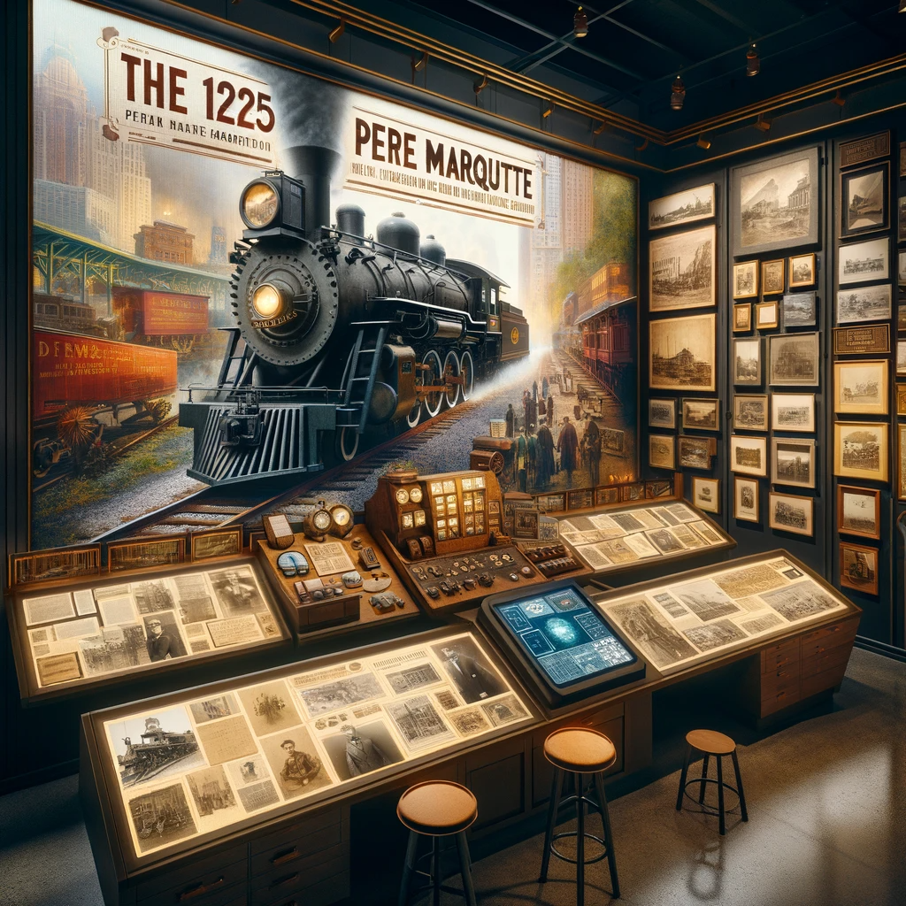 A Captivating Representation Of Exploring The 1225 Pere Marquette's History Through Various Mediums In A Museum Or Educational Exhibit.