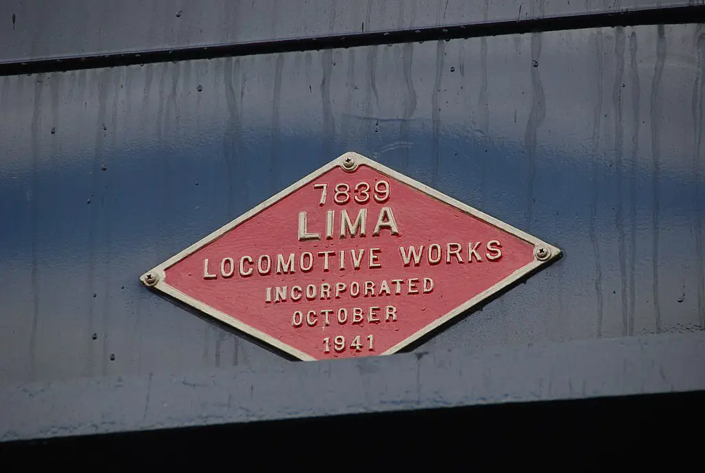 The Lima Locomotive Builder Plate On The Pere Marquette Steam Engine 1225