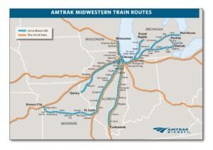 A Map Of Amtrak Midwestern Train Routes