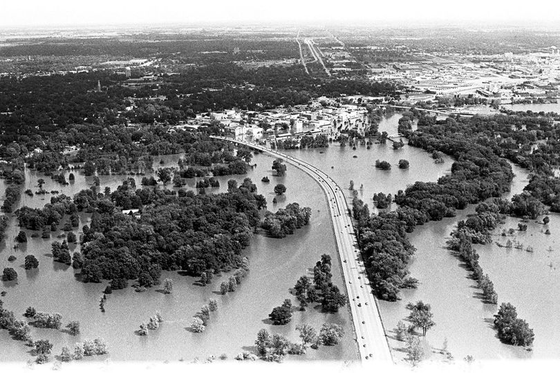 Great Michigan Flood Of 1986 A High Angle View Of A Flooded Area