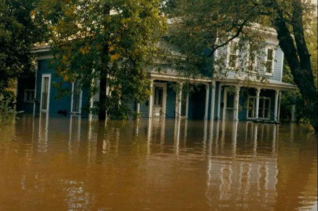 a house flooded with water