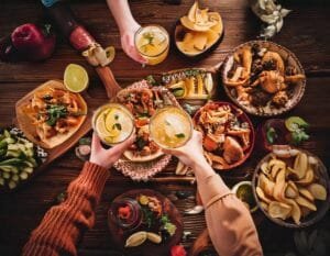 Firefly Generate A 35Mm Photo Quality Image Featuring A Lively Autumn Party Setting With People Enjo
