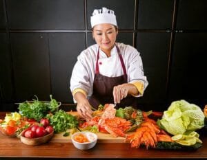 Firefly This Is A Featured 35Mm Photo A Home Chef Assembling Shrimp Crab Louie Salad With Fresh S