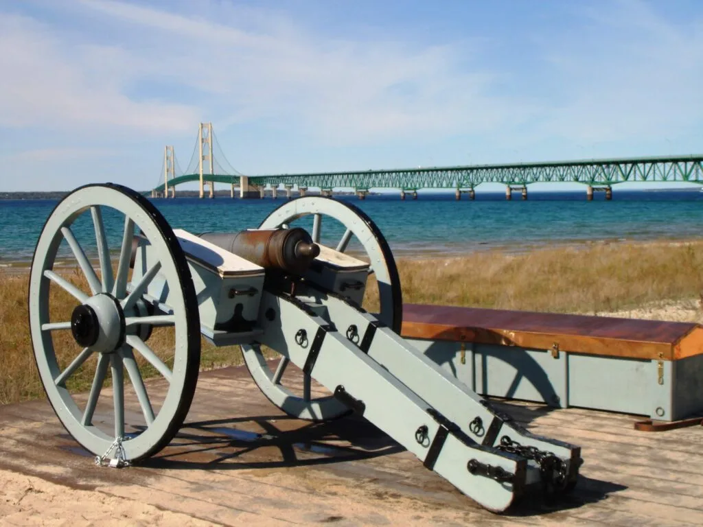 View Of The Mackinac Bridge From Fort Michilimackinac