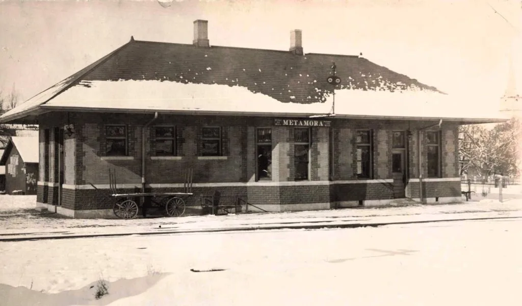 Historic Train Station Covered In Snow