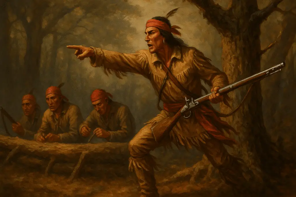 A Painting Of A Man Pointing At A Gun