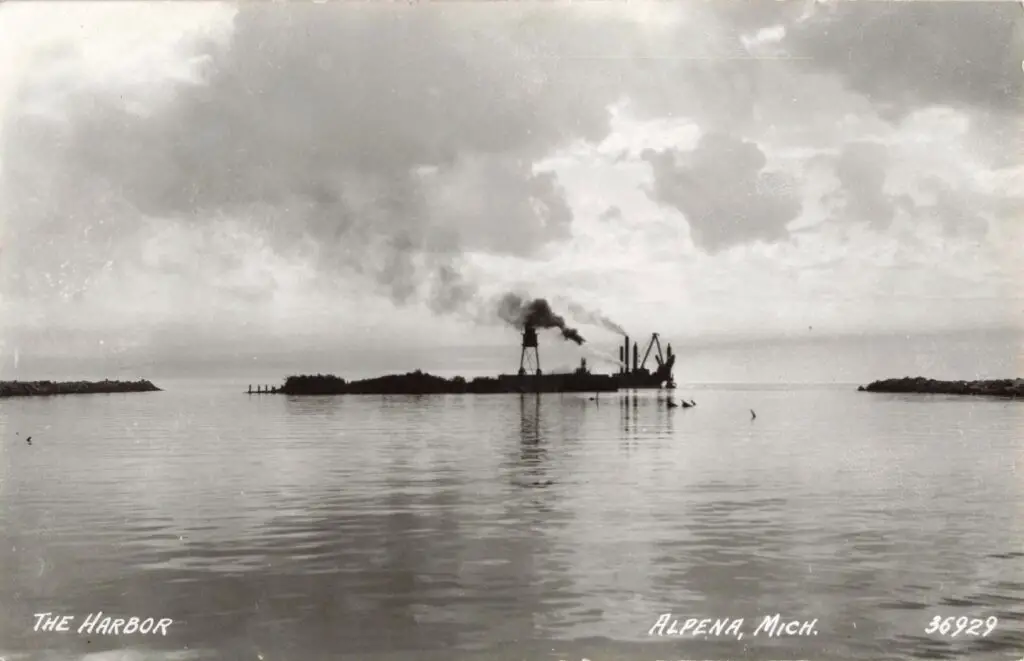 Black And White Harbor Scene.