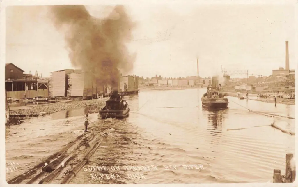 Historic River Scene With Boats