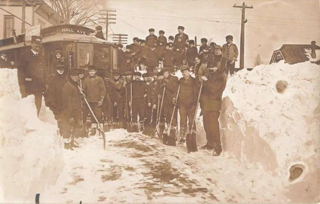 Digging Out Streetcar After A Blizzard