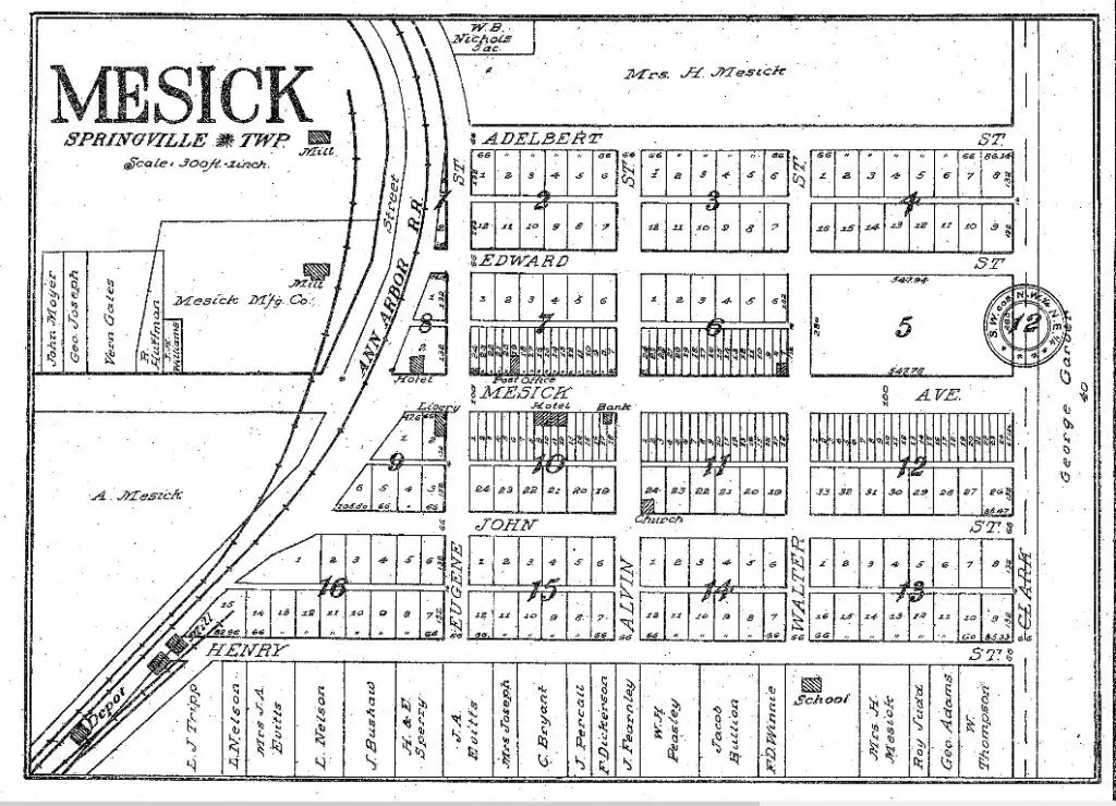 Historic Map Of Mesick, Michigan.