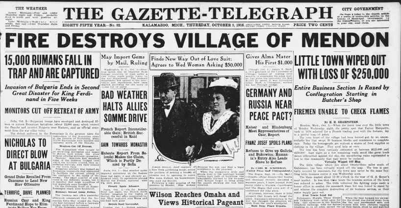 Historic Newspaper Headline About Fire