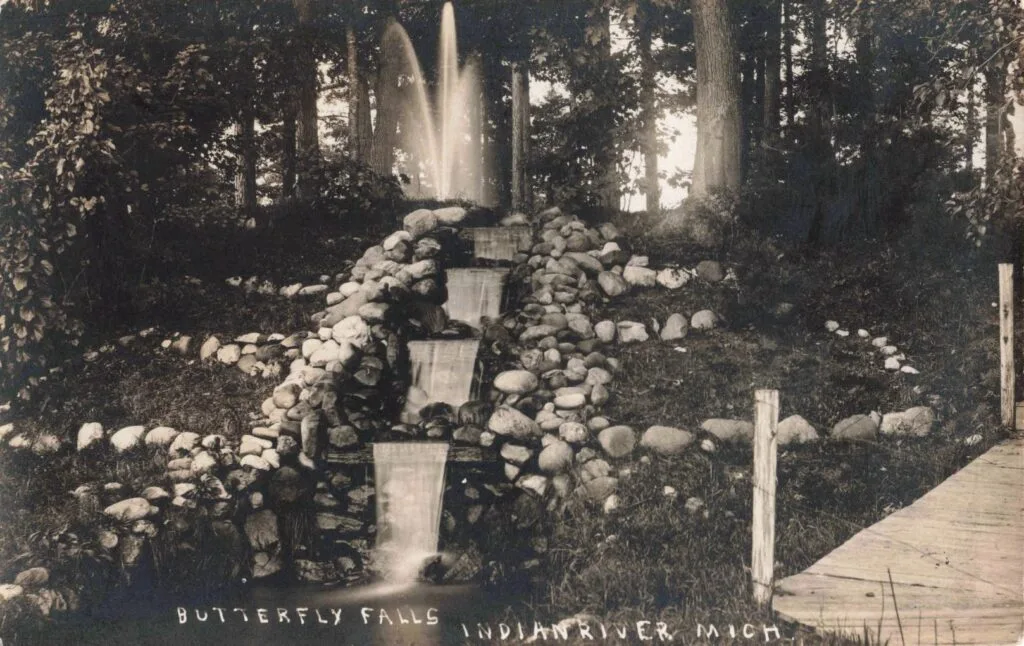 Vintage Waterfall In Wooded Area.