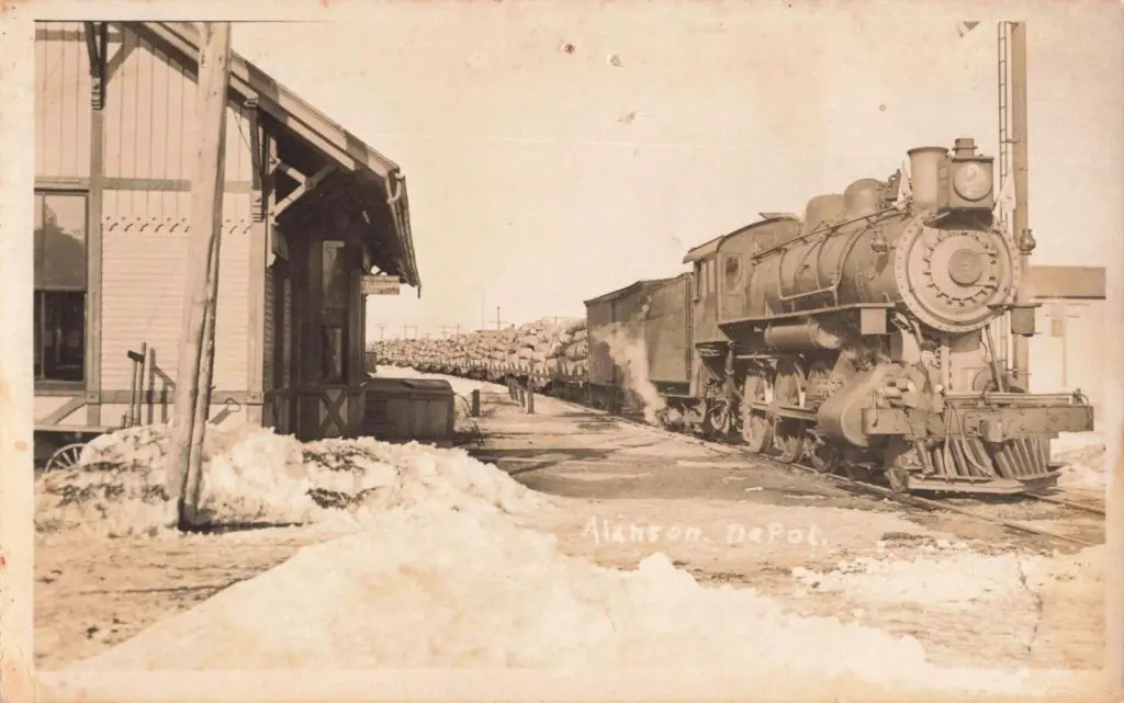 Vintage Train At Snowy Depot