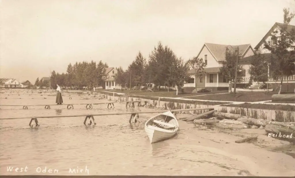 Historic Lakeside Scene With Houses.