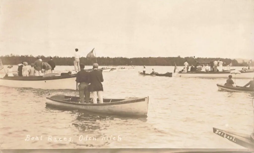 Historic Boat Races On A Lake.