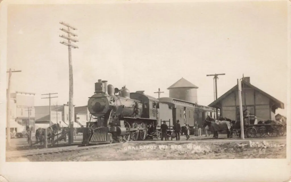 Historic Train Station With Horses.