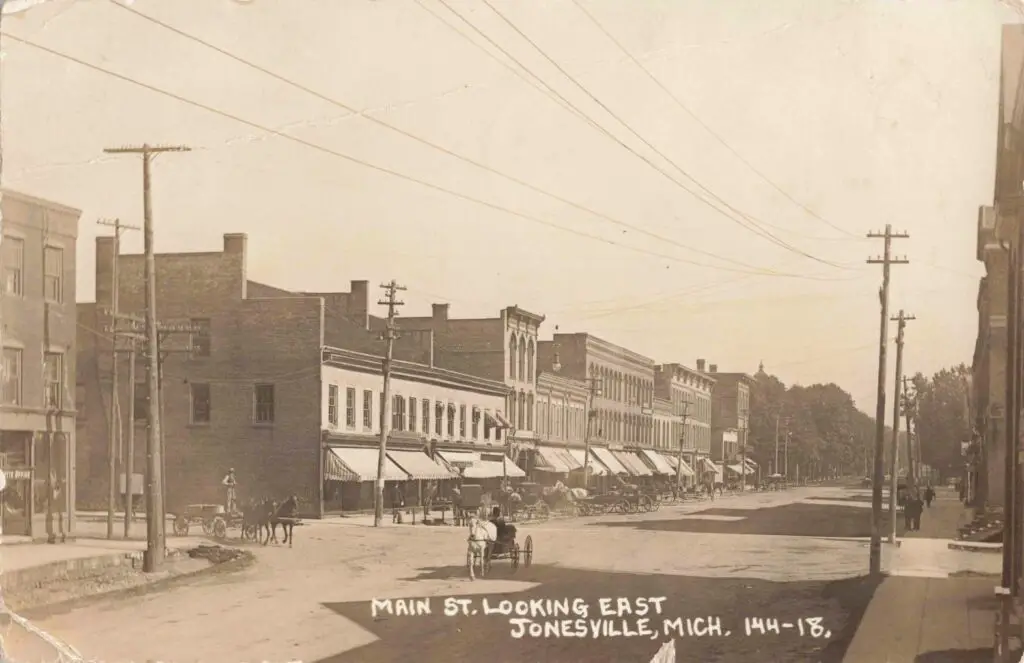 Historic Street View Of Jonesville, Michigan