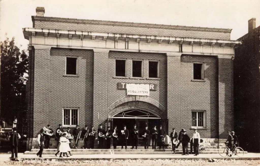 Historic Building With A Marching Band