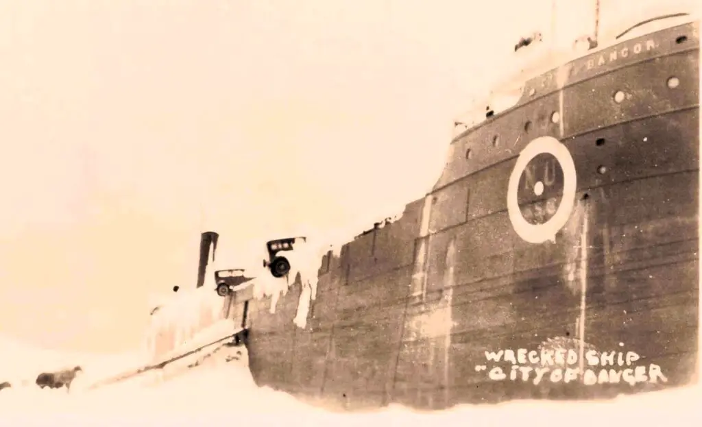 Wrecked Ship Covered In Ice.