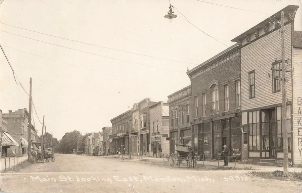 Historic Street Scene In Mendon, Michigan.