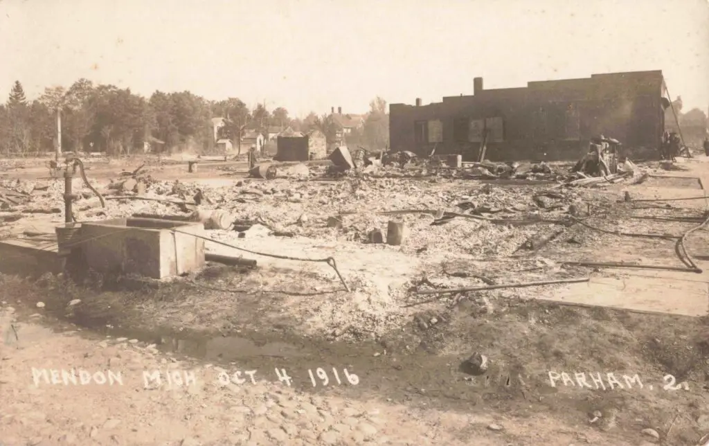 Ruins Of Mendon, Michigan Fire