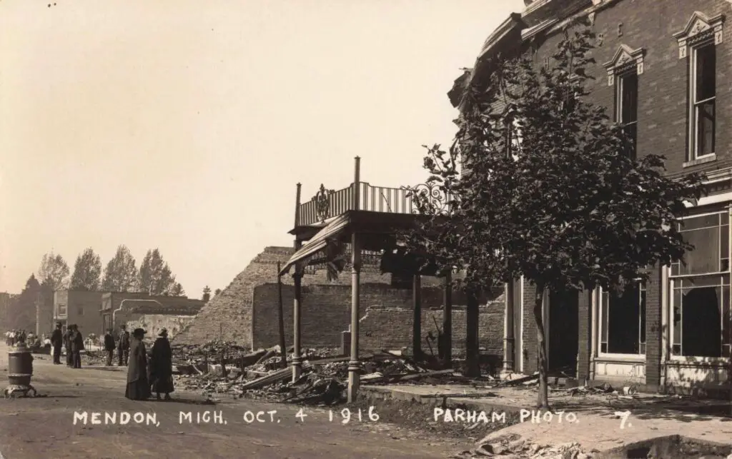 Historic Photo Of Mendon, Michigan Destruction.