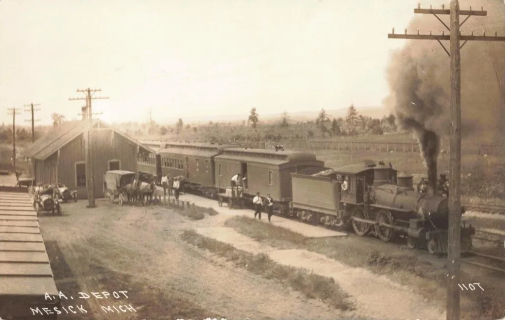 Historic Train Station With Horses