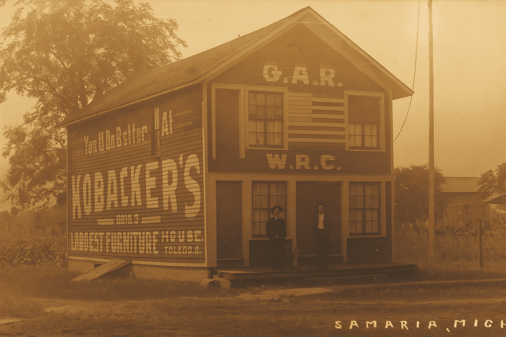 Historic Building With Advertising Signage.