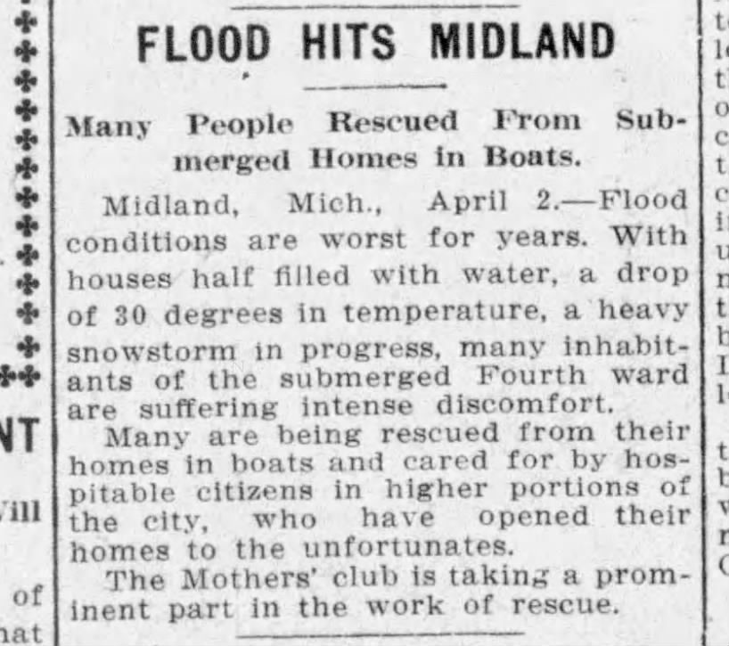 Midland Michigan History - Flood Rescue Efforts In Midland.