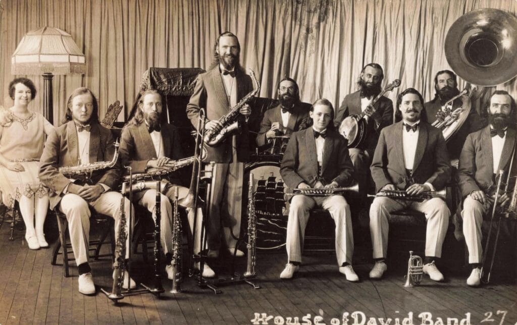 Vintage Band Performing With Instruments.