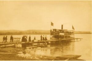Sepia Toned Steamboat Scene