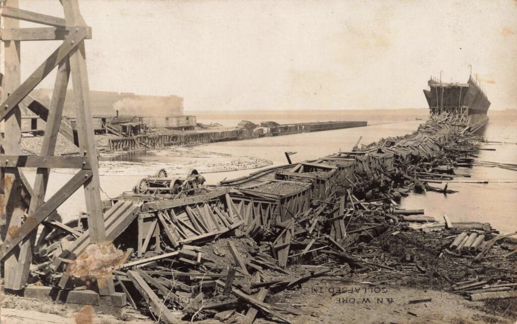 Damaged Dock With Debris And Wreckage