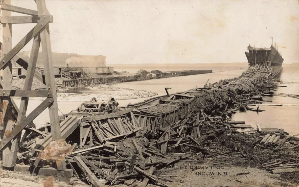 Damaged Dock With Debris And Wreckage