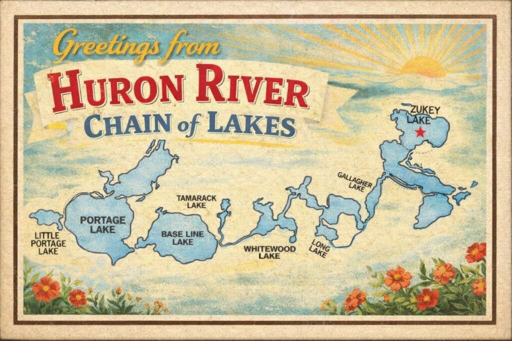 Map Of Huron River Lakes