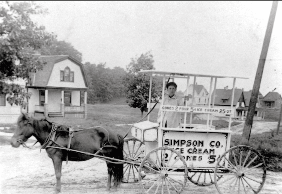 Vintage Ice Cream Cart With Horse.