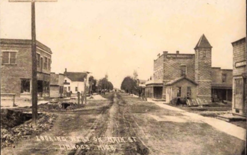 Old Street View With Buildings And Dirt