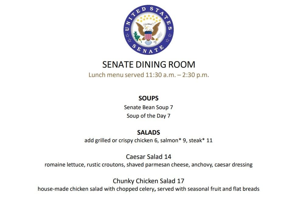 Part Of The Senate Lunch Menu 2026