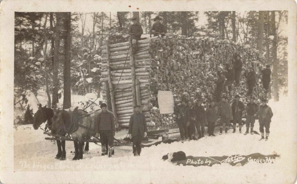 Horse-Drawn Cart Loaded With Cedar Posts