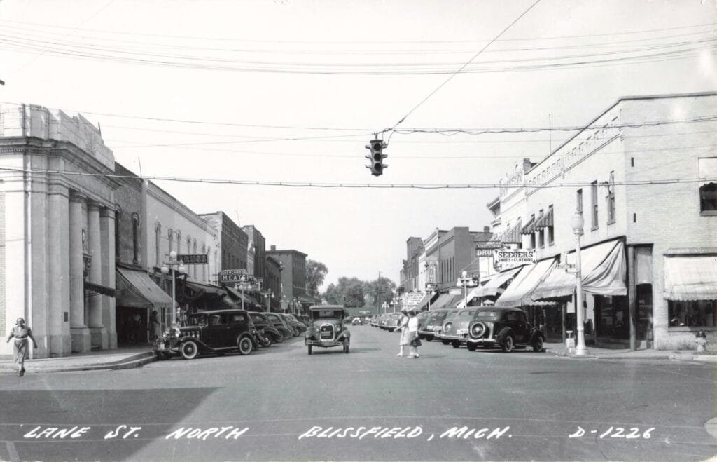 Historic Street Scene In Blissfield, Michigan.