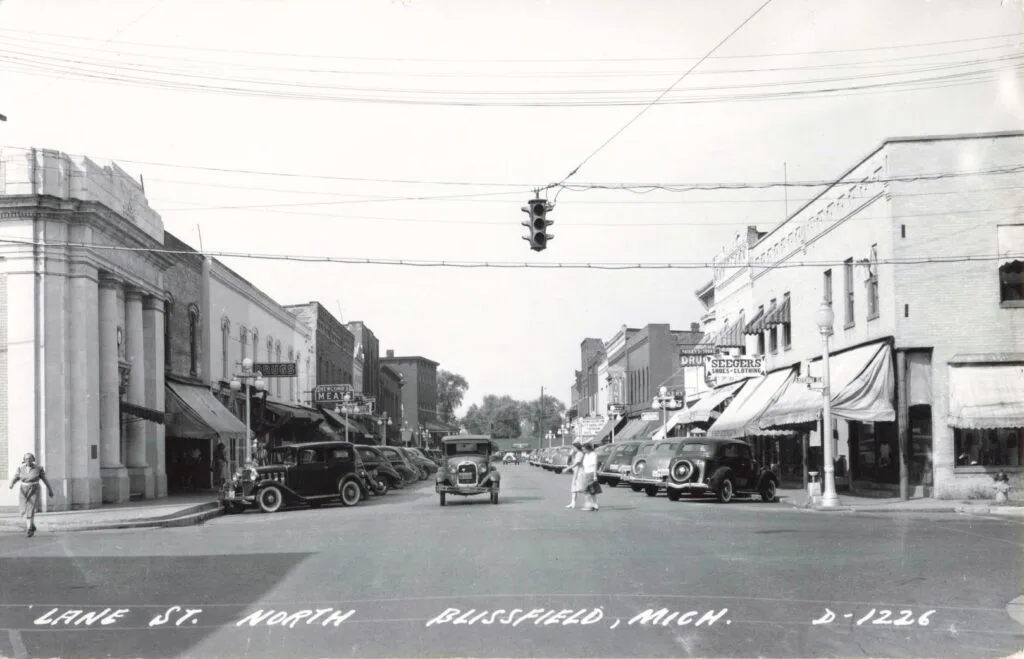 Historic Street Scene In Blissfield, Michigan.