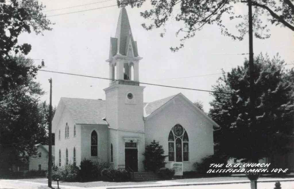 United Brethren Church Postcard View Labeled “The U.b. Church, Blissfield, Mich.”