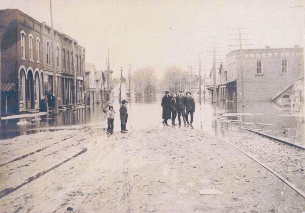 Historic Flood Scene With People