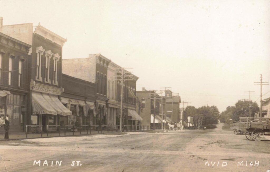 Historic Street View Of Ovid, Michigan